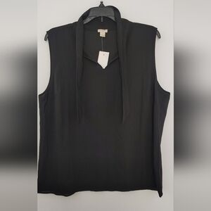 J. Crew Black Sleeveless Blouse with Tie Neck
